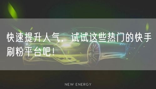 快速提升人气，试试这些热门的快手刷粉平台吧！