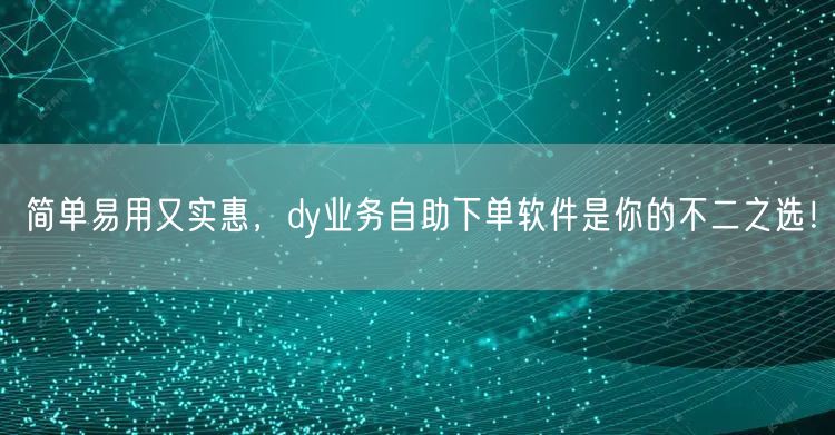 简单易用又实惠，dy业务自助下单软件是你的不二之选！