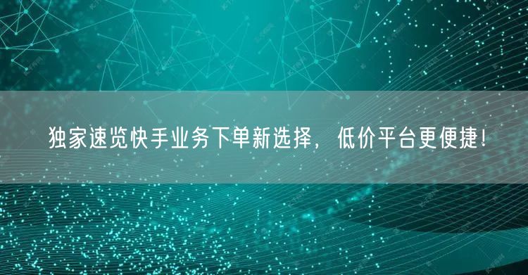 独家速览快手业务下单新选择，低价平台更便捷！