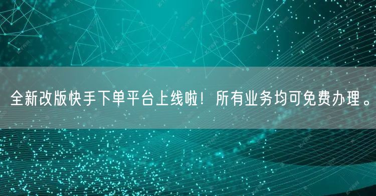 全新改版快手下单平台上线啦！所有业务均可免费办理。