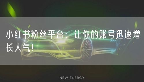 小红书粉丝平台：让你的账号迅速增长人气！